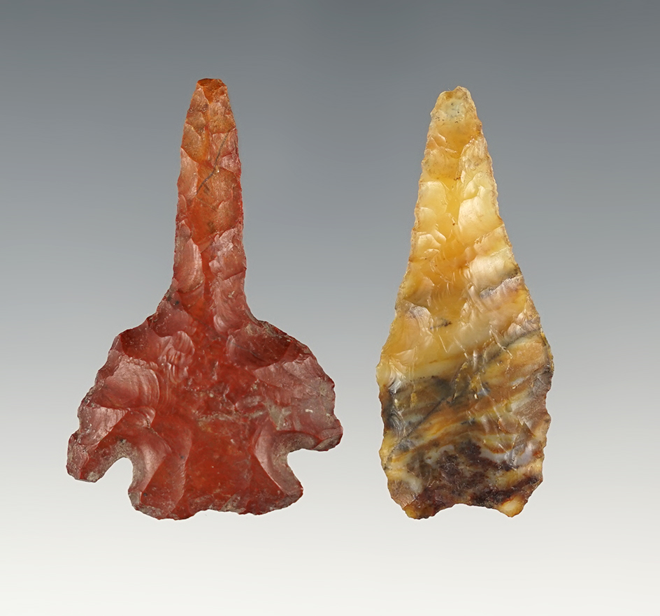 Pair of colorful Oregon Drills in nice condition.  The largest is 2".