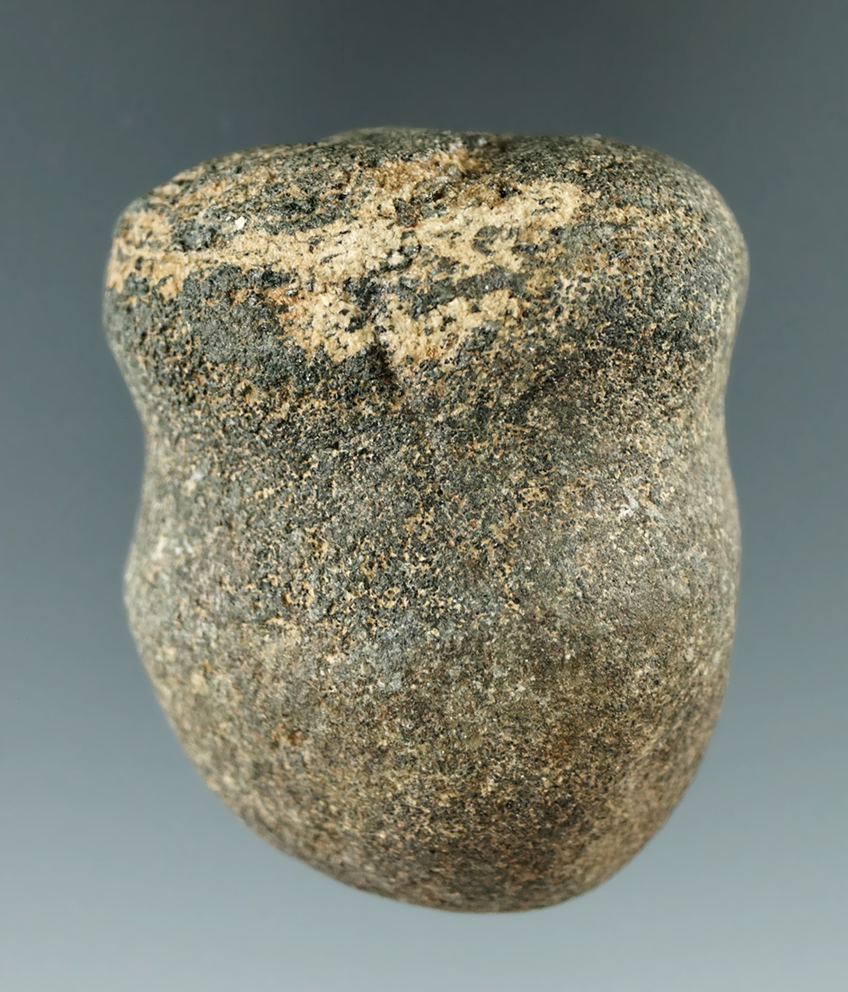 2 3/8" grooved Hammerstone found by Doug Hooks in 1968 in Knox Co.,  Ohio.