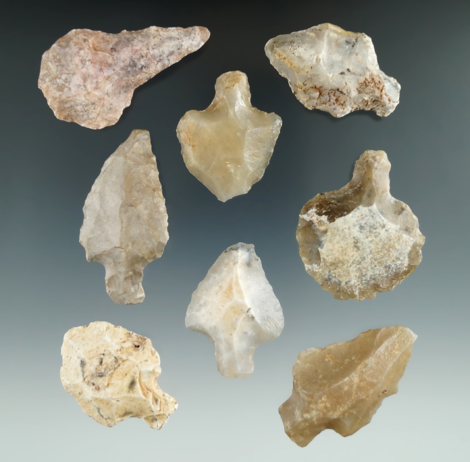 Set of eight unique middle Paleolithic stemmed artifacts found on the plateau of Thebes, Egypt.