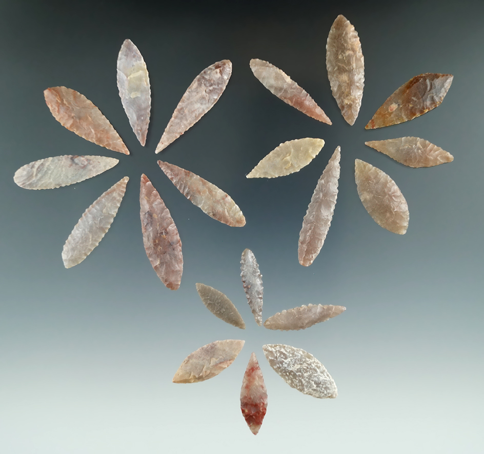 Group of 20 African Neolithic leaf points found in the northern Sahara desert region.