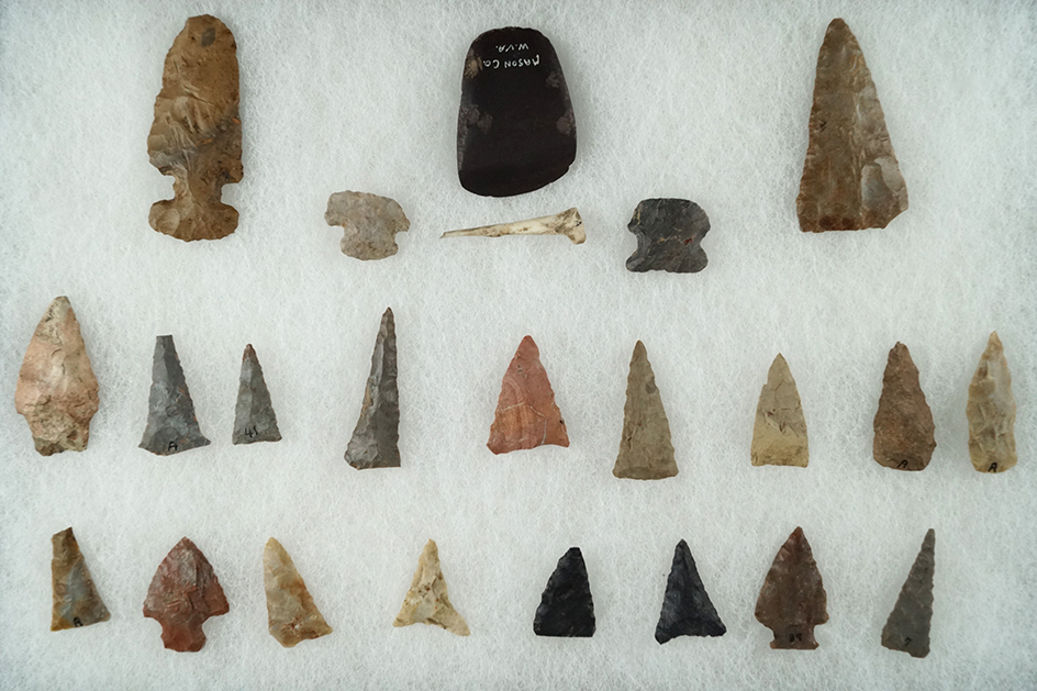 23 assorted artifacts  all found by Don Magnani northeast of Point Pleasant West Virginia.