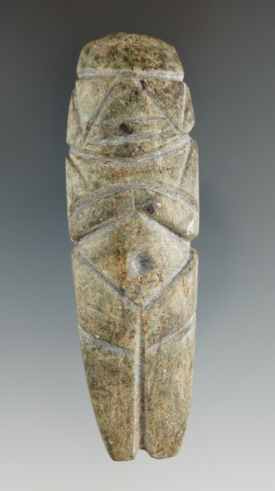 Ex. Perino! 3 3/4" pre-Columbian Axe God found in Mexico that is nicely patinated.