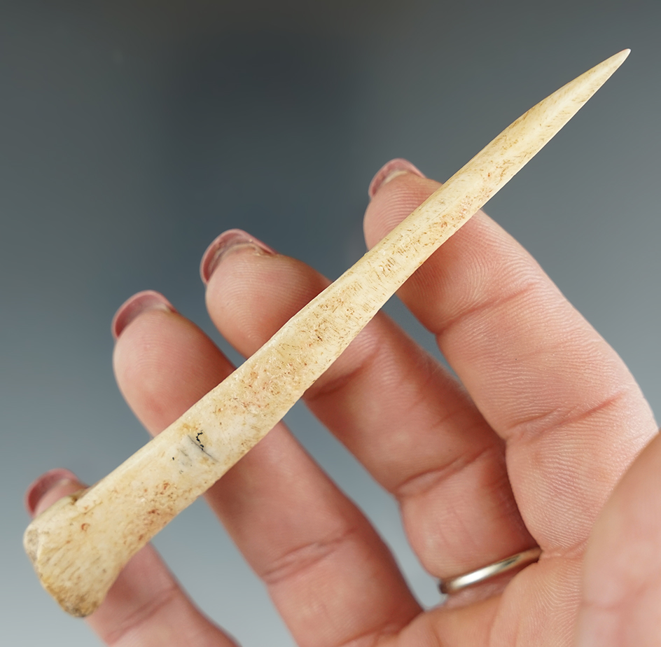 Ex. Perino!  4" bone awl found by Charles Childers in a cave near Tecolote, New Mexico.