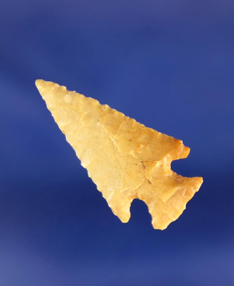 1 1/16" nicely styled Cornernotch arrowhead found near Butte County California.