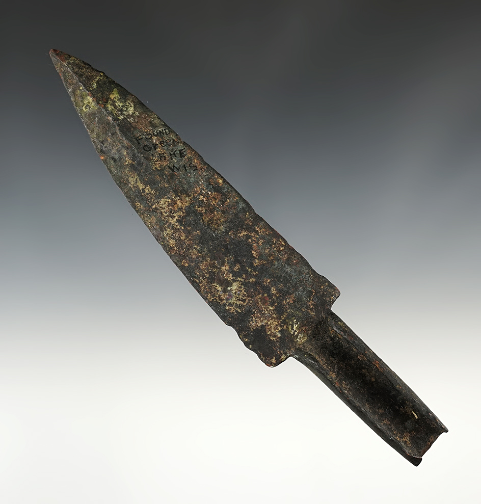 Patinated 7 1/4" Socketed Copper Spear - Wisconsin.