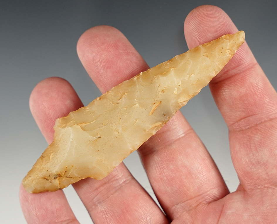 3 3/4" Arkansas Gary point - patinated Novaculite.