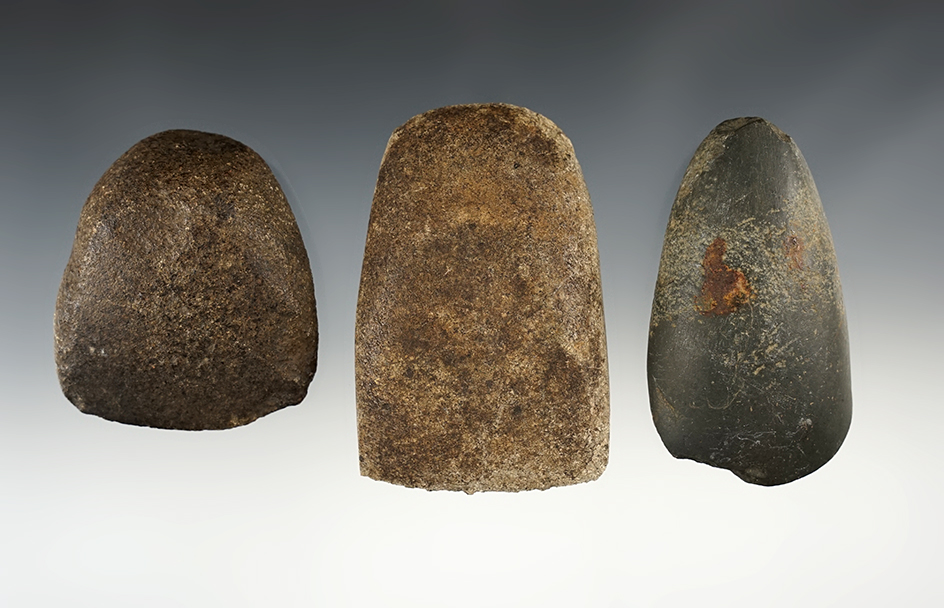 Set of 3 Hardstone Celts found in the Midwestern U.S.