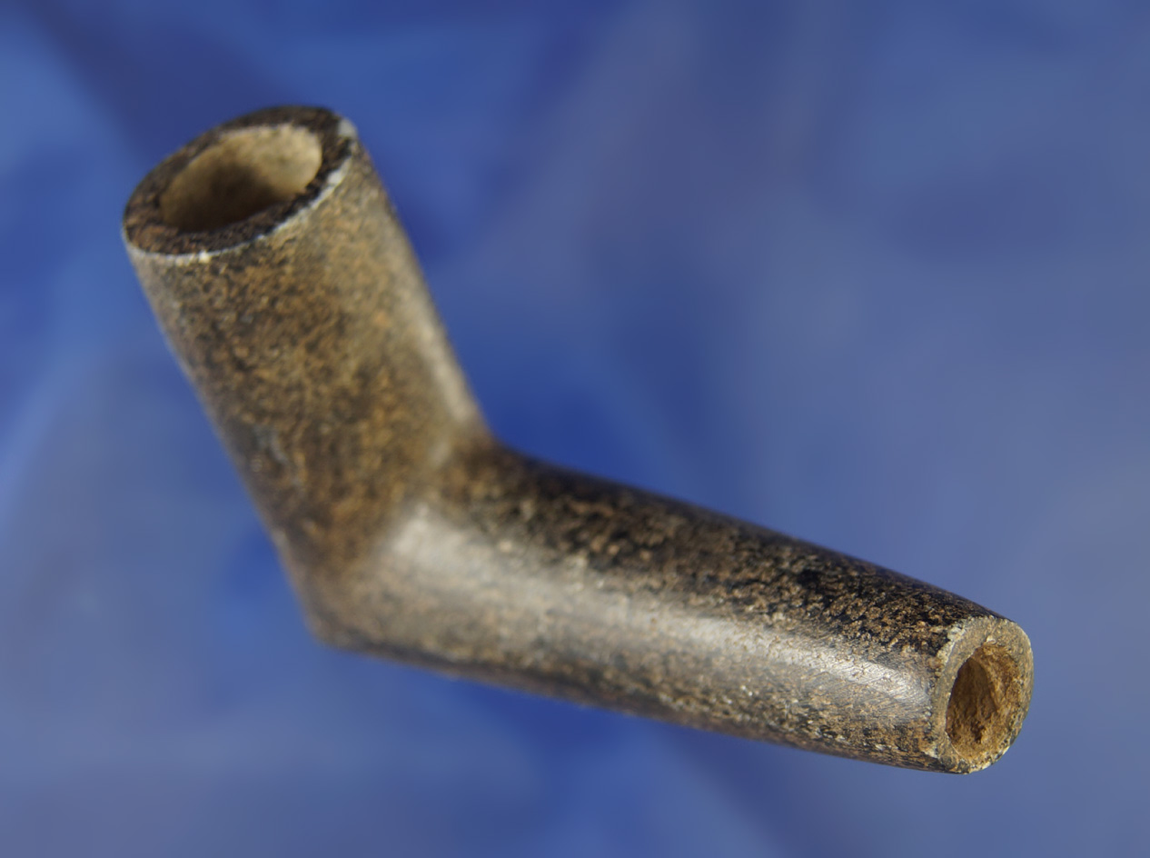 Proto-Historic to Historic 2 7/8" steatite Angle Pipe found in northern Tennessee. Bennett COA.