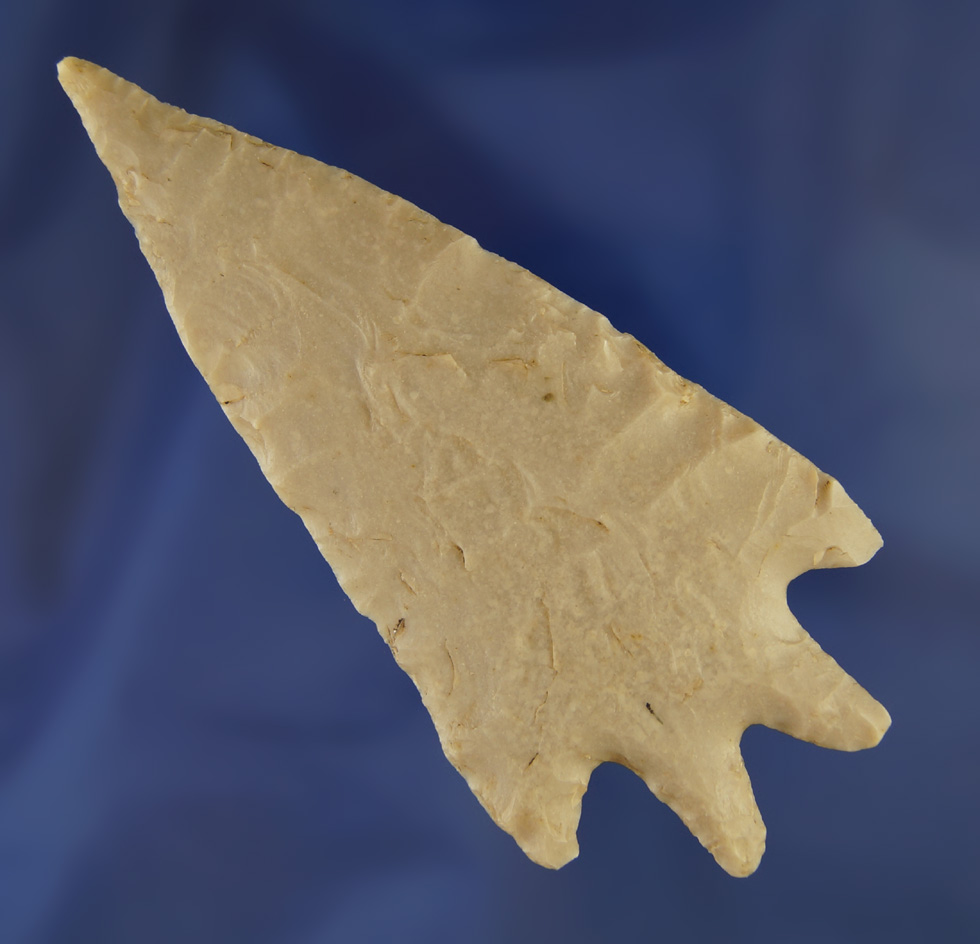 3 3/4" high grade Pedernales point with a Davis G-9 COA found in Texas. Very thin and nice!