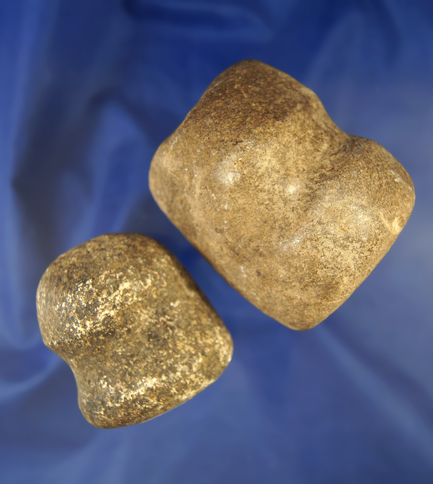 Pair of classic style grooved Hammerstones found in Ohio. Largest is 2 5/8" long.