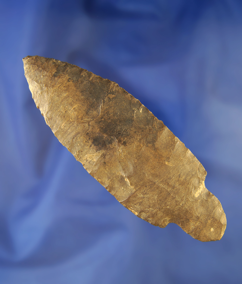 4 1/2" Dover Flint Adena found in Tennessee. Comes with a Jackson COA.