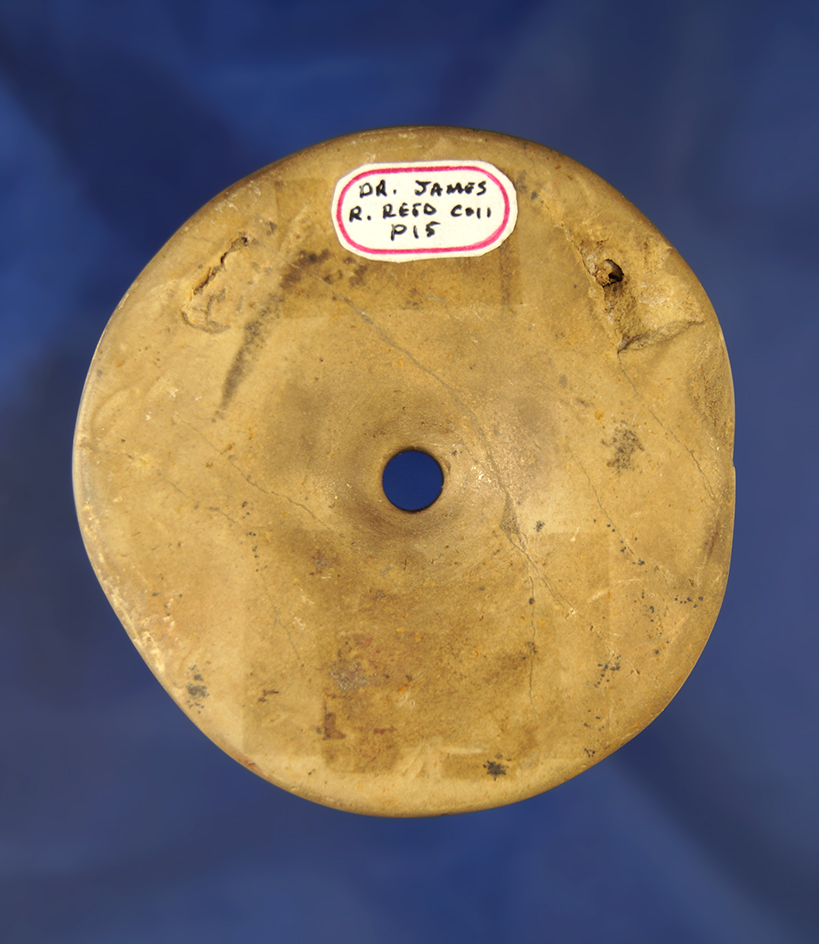 2 3/8" drilled Discoidal found in Pike Co.,  Illinois. Bennett COA.