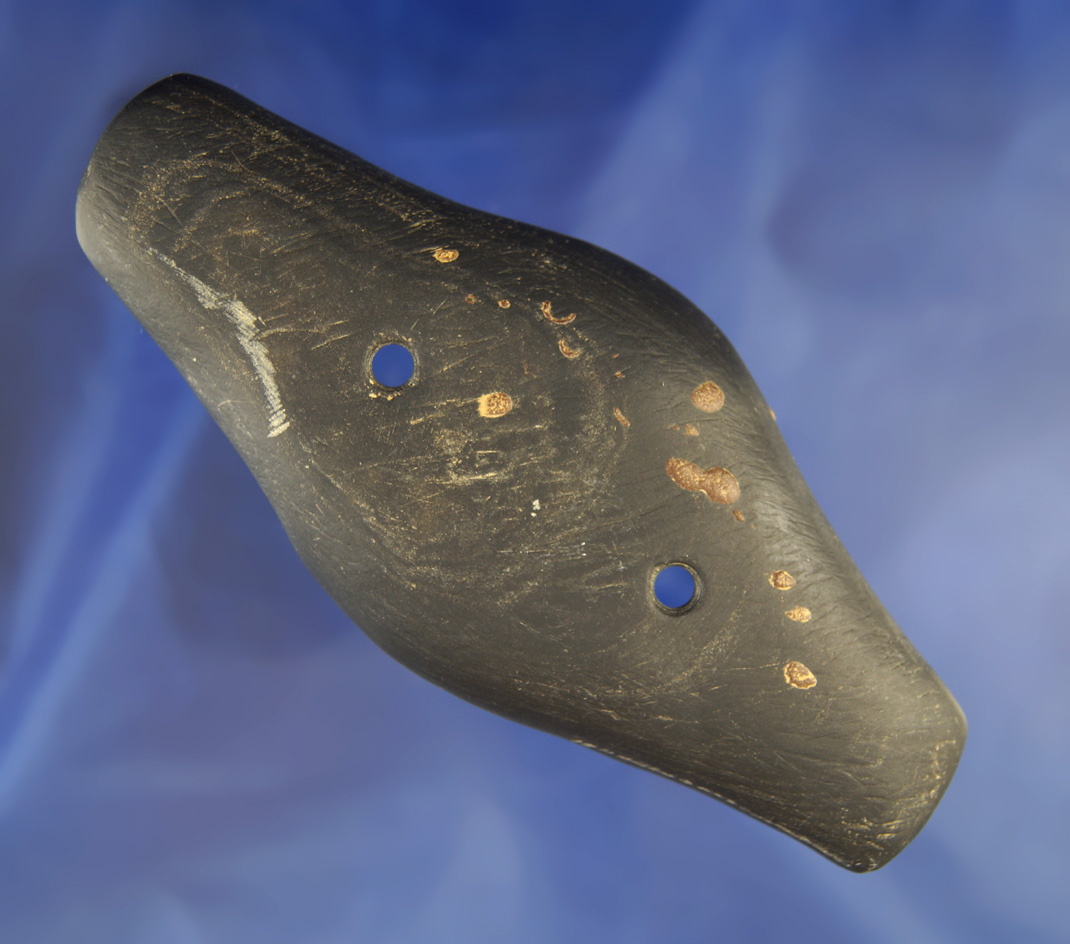 Black Slate Expanded Center Gorget found in Defiance Co., Ohio