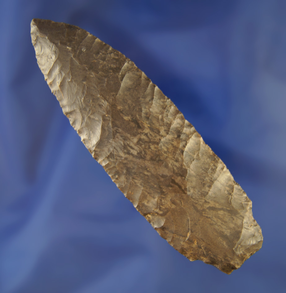 4" Elk River made from Dover Flint found in Tennessee. Ex. Robert Lowe collection. Rogers COA.
