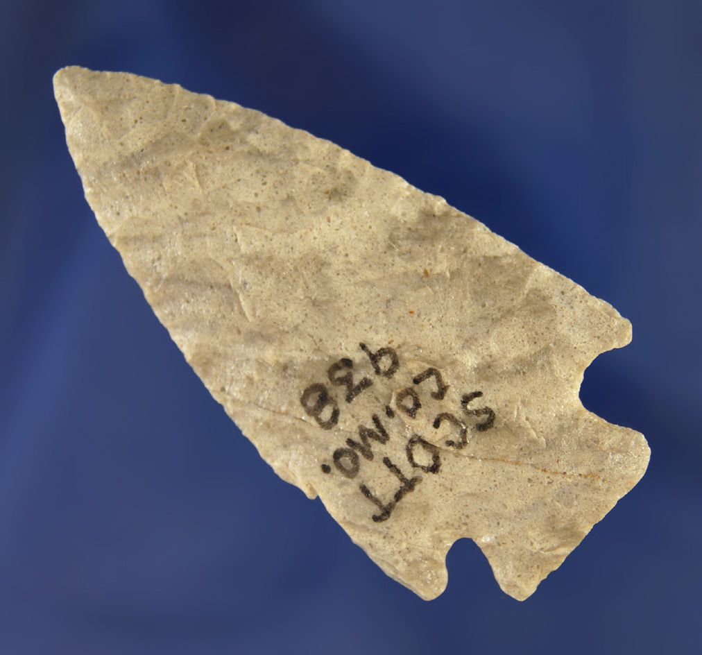 2 1/2" Kings Corner Notch found in Scott Co.,  Missouri that is thin and nicely made. Dickey COA.