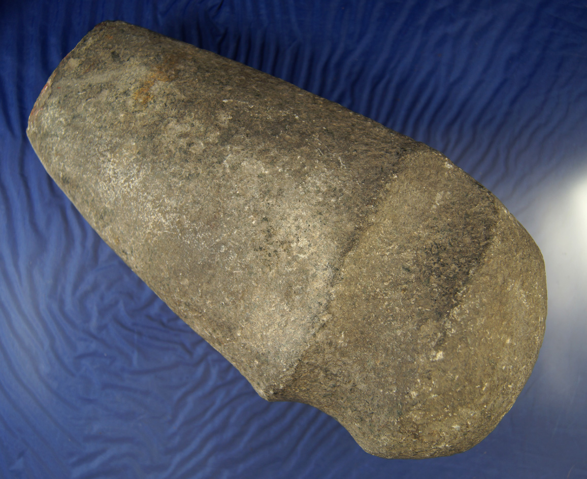 Large and heavy! 9" long 3/4 grooved Axe with some bit damage but still displayable.  Ohio.