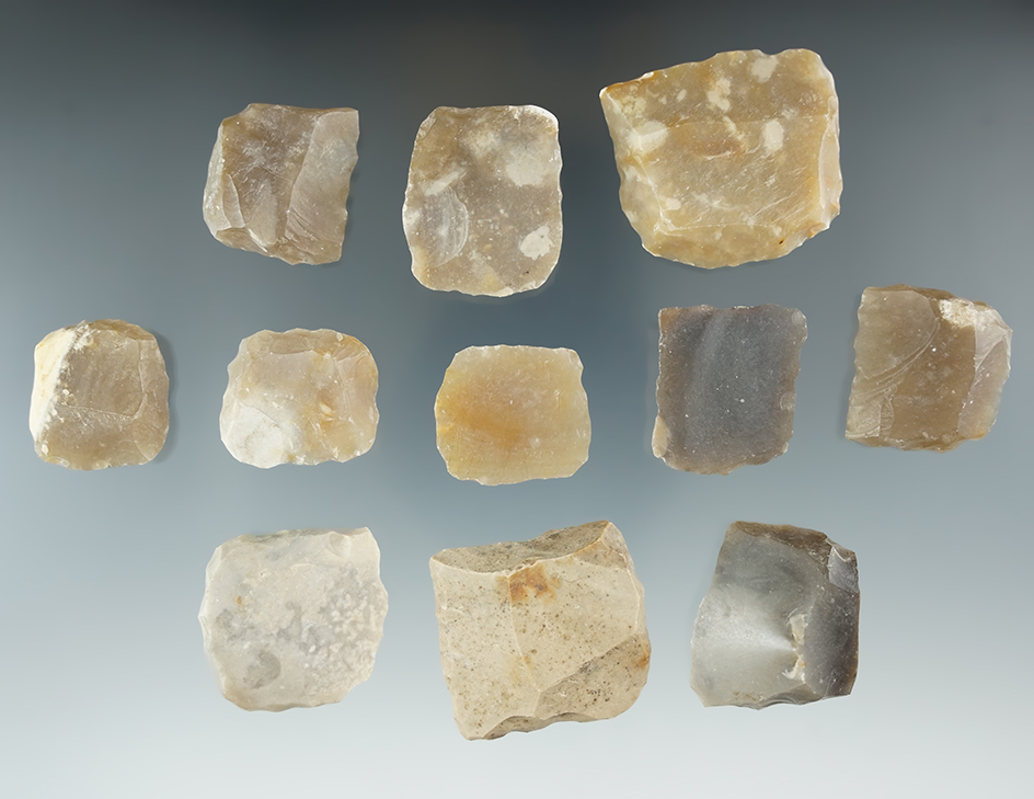 Set of 11 French Gun Flints, largest is 1 1/2".