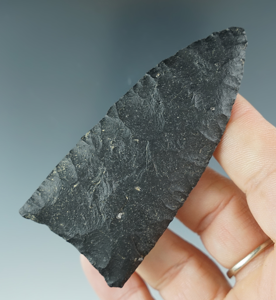 3 1/16" Paleo Clovis Knife  made from black chert, found in Utah. Comes with a Rogers COA.