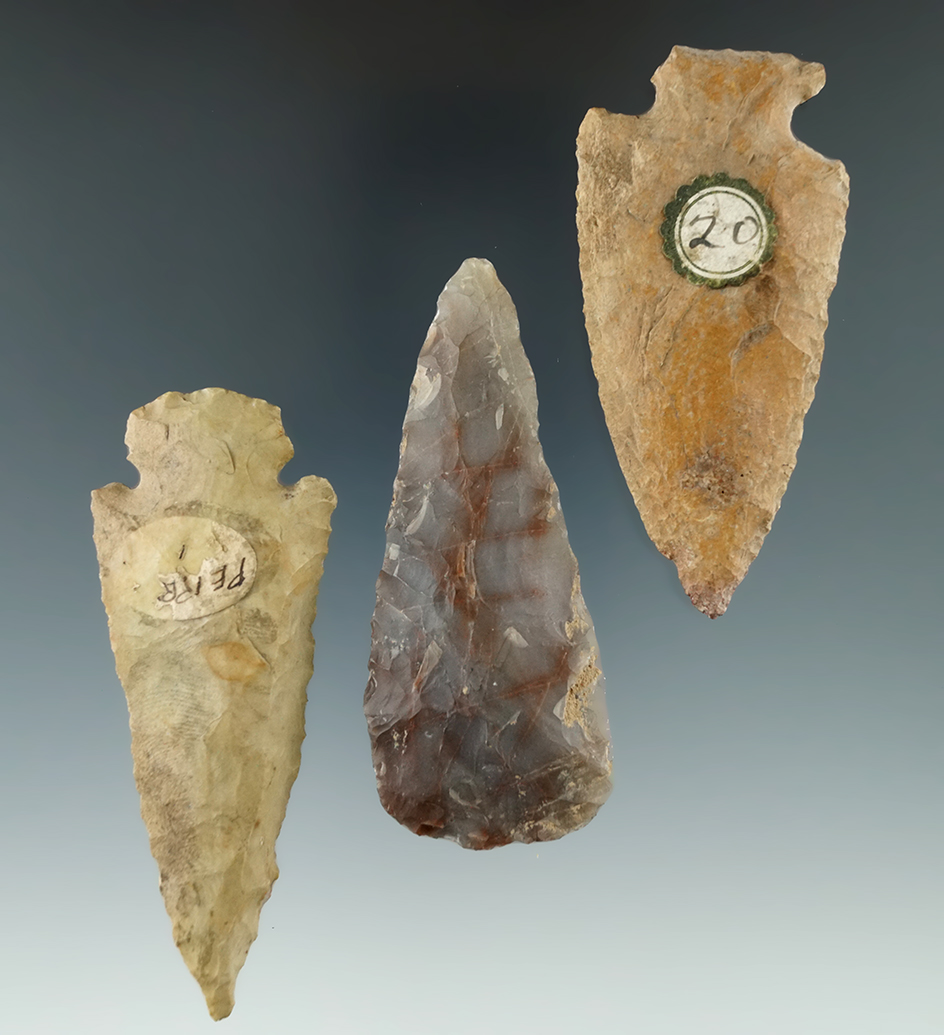 Set of three knives found in Arkansas/Missouri area. Largest is 2 15/16".