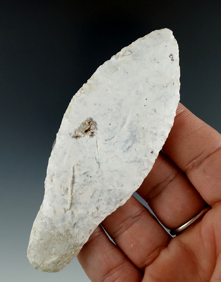 3 13/16" Paleo Stemmed Lance with restoration to 7/8" of base found in Utah.