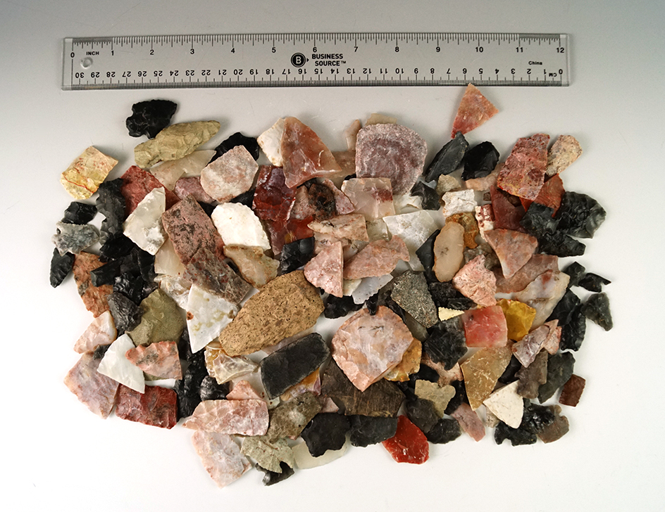 Large group of assorted damaged arrowheads and knives all found in Utah. Some beautiful materials