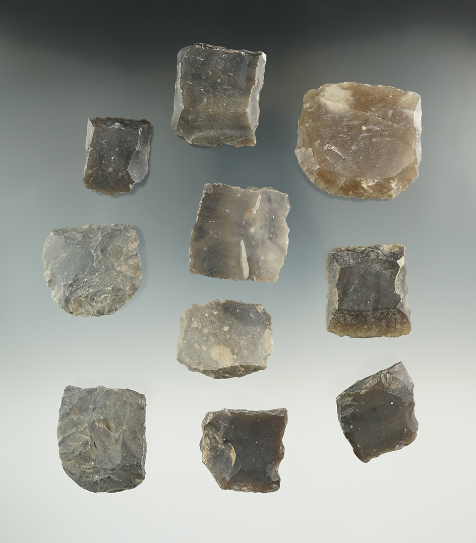 Group of 10 French and English black powder gun flints.