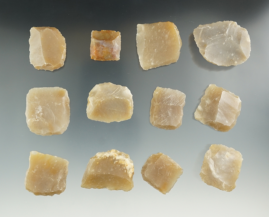 Group of 12 French black powder gun flints.