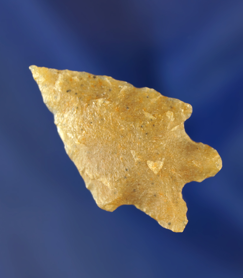 1 7/16" Foothill Corner Notch that is well flaked from high quality material. Wyoming.