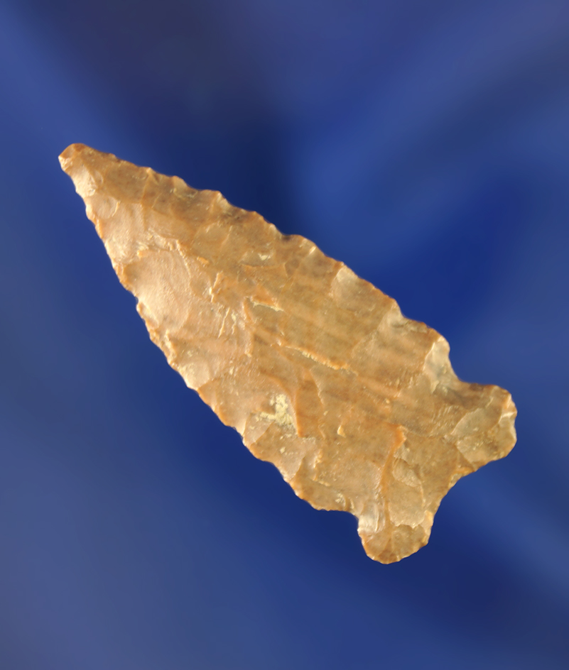 1 9/16" oxbow point that is well flaked and nicely patinated. Wyoming.