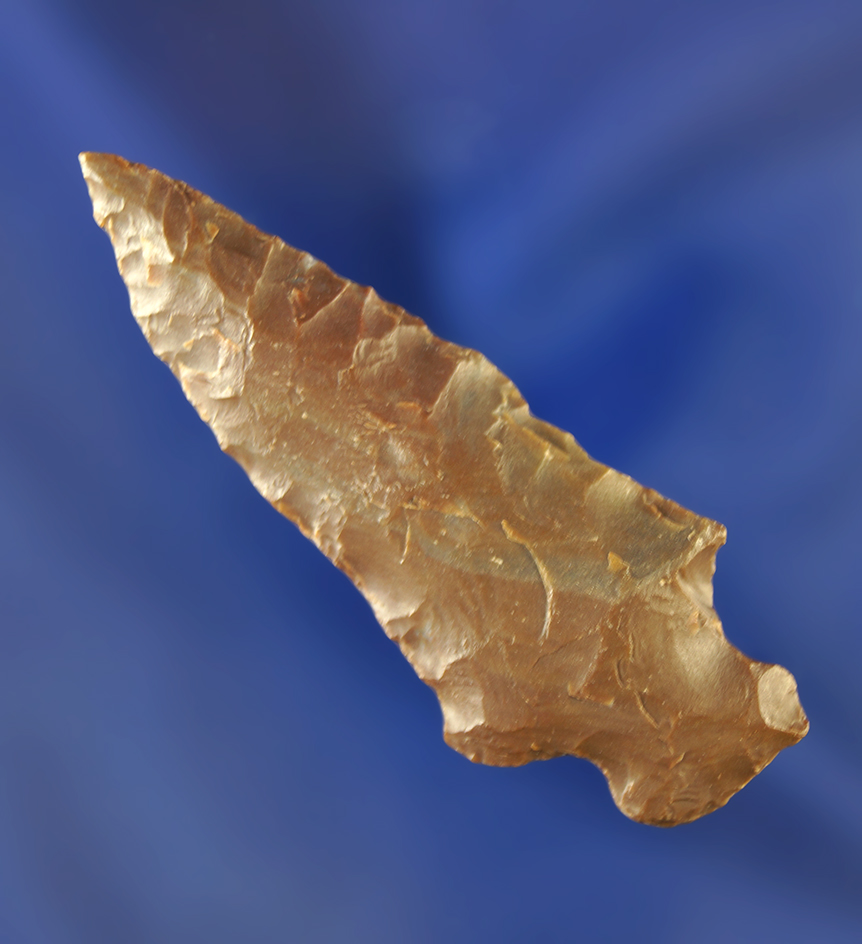 2 3/16" Mount Albion made from mottled brown Flint. Wyoming.