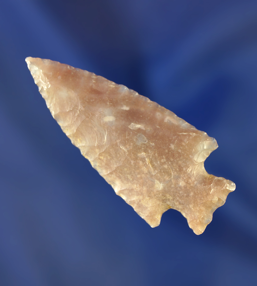 Exceptional flaking and style on this 2" Pelican Lake - pink and clear chalcedony. Wyoming.