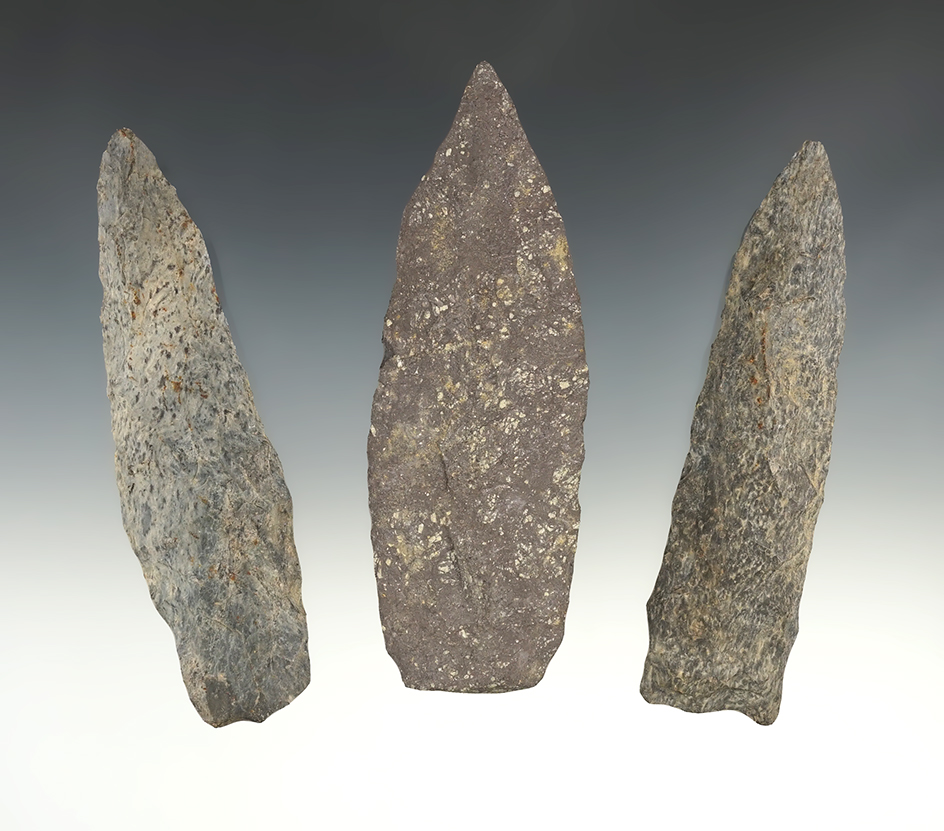 Set of 3 large points found in Kent Co., Delaware. The largest is 4 13/16".