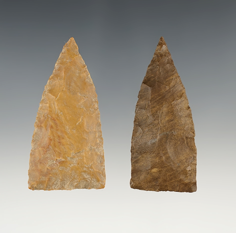 Pair of well made Triangular points found in Tennessee. The largest is 2 7/16".