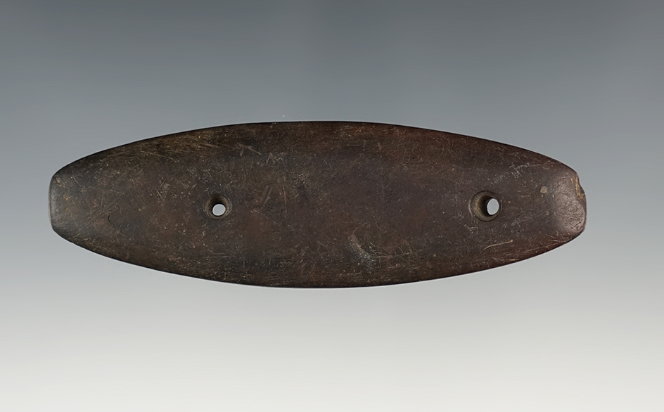 Well made 3 1/2" Woodland Gorget found in Ohio. Ex. Mike Baron collection.