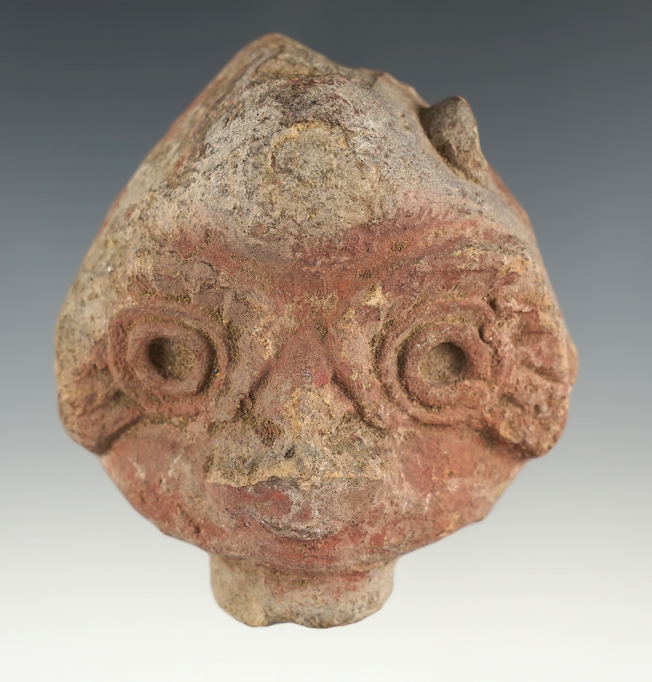 3 1/4" tall Pottery Owls Head found in Mexico.