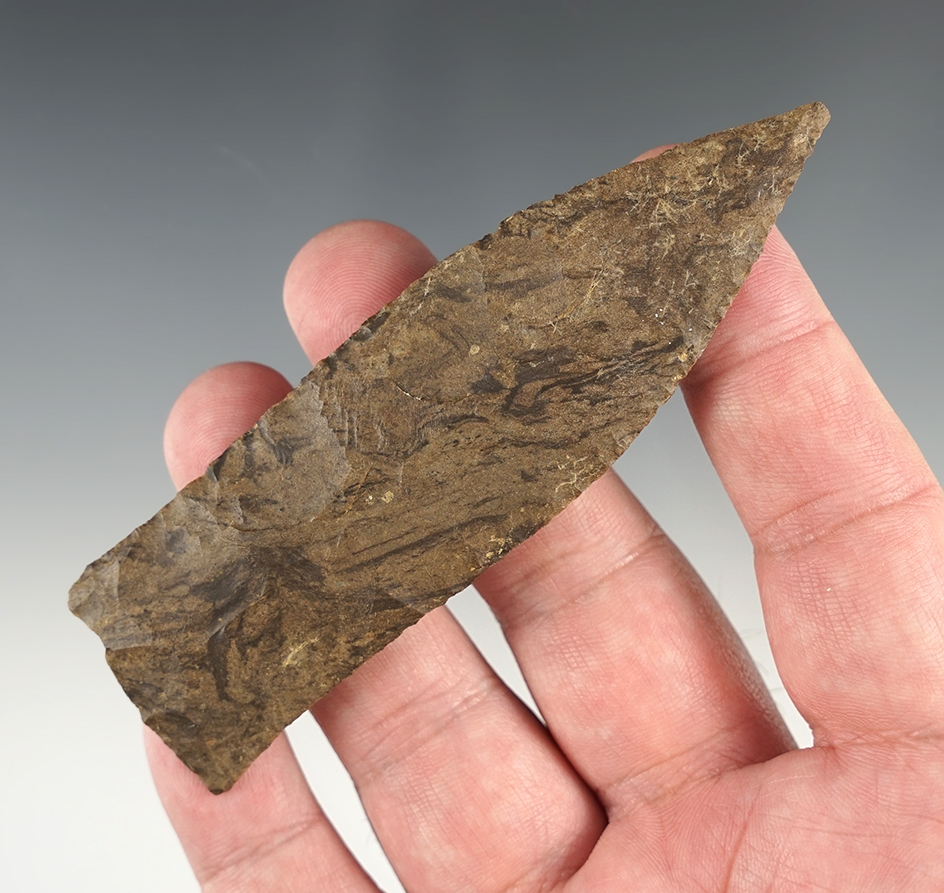 Well made 4 1/16" Copena made from a nice grade of Dover chert. Found in Hardin Co., TN.