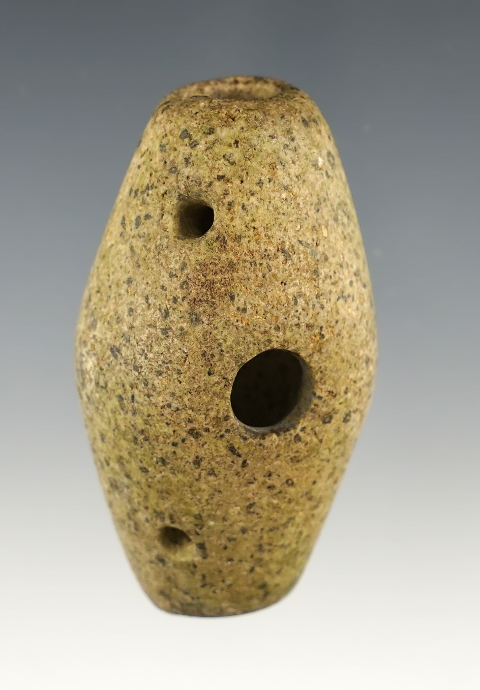 2 3/16" long Pre-Columbian Mesoamerican drilled and perforated Hardstone Bead.