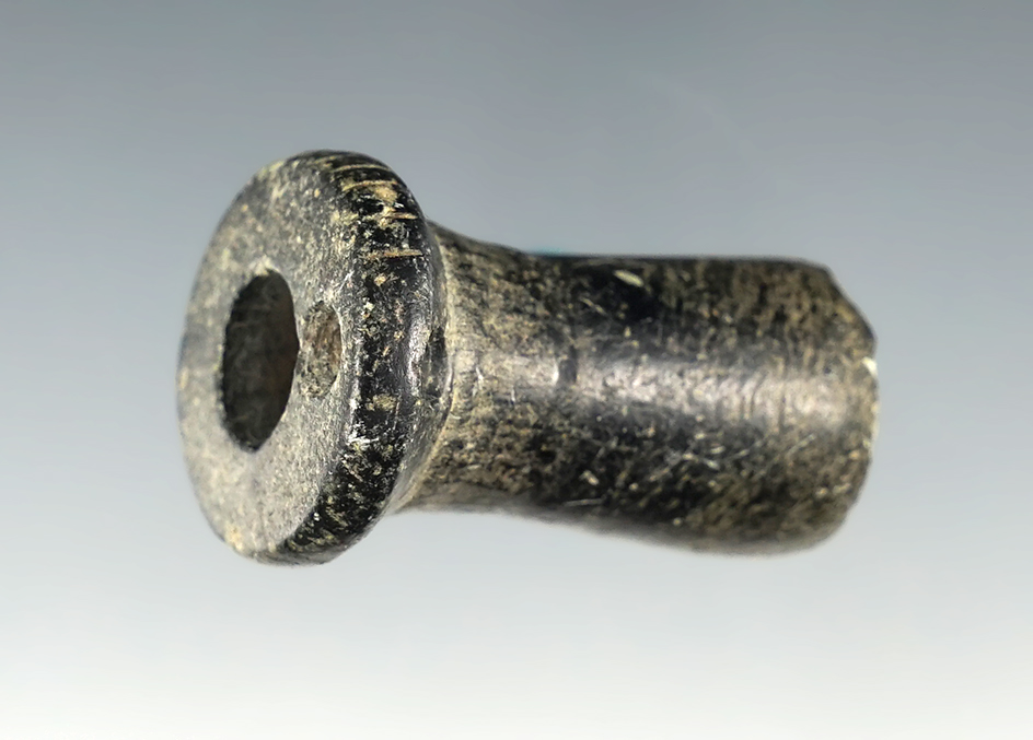 Uniquely styled 1 3/8" Steatite Pipe found in Humboldt Co., California.