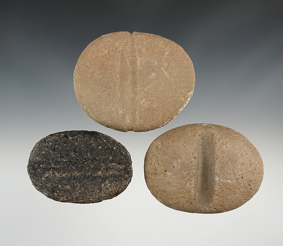 Set of New Mexico Stone Arrow Shaft Smoothers. The largest is 3 1/8".