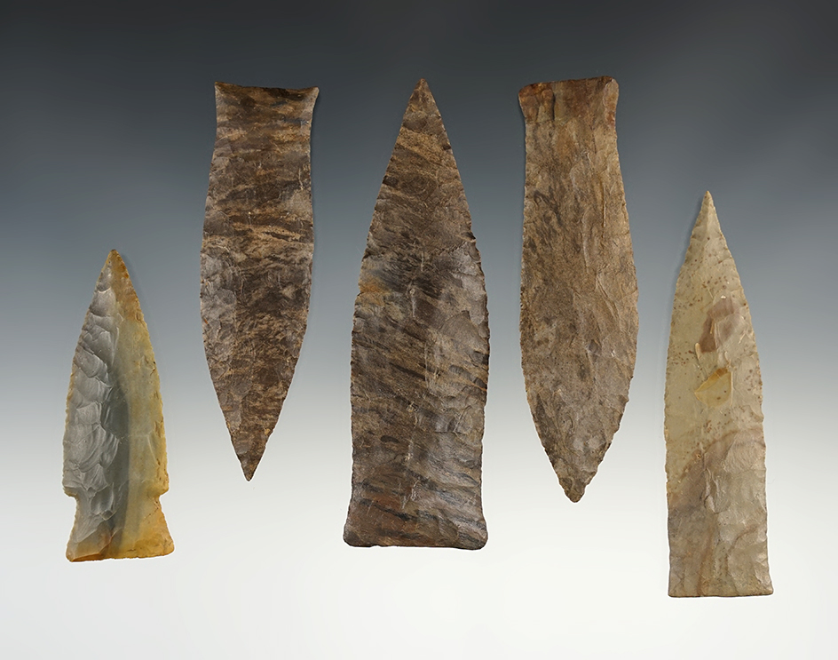 Set of 5 restored Kentucky/Tennessee points. The largest is 4 1/8".