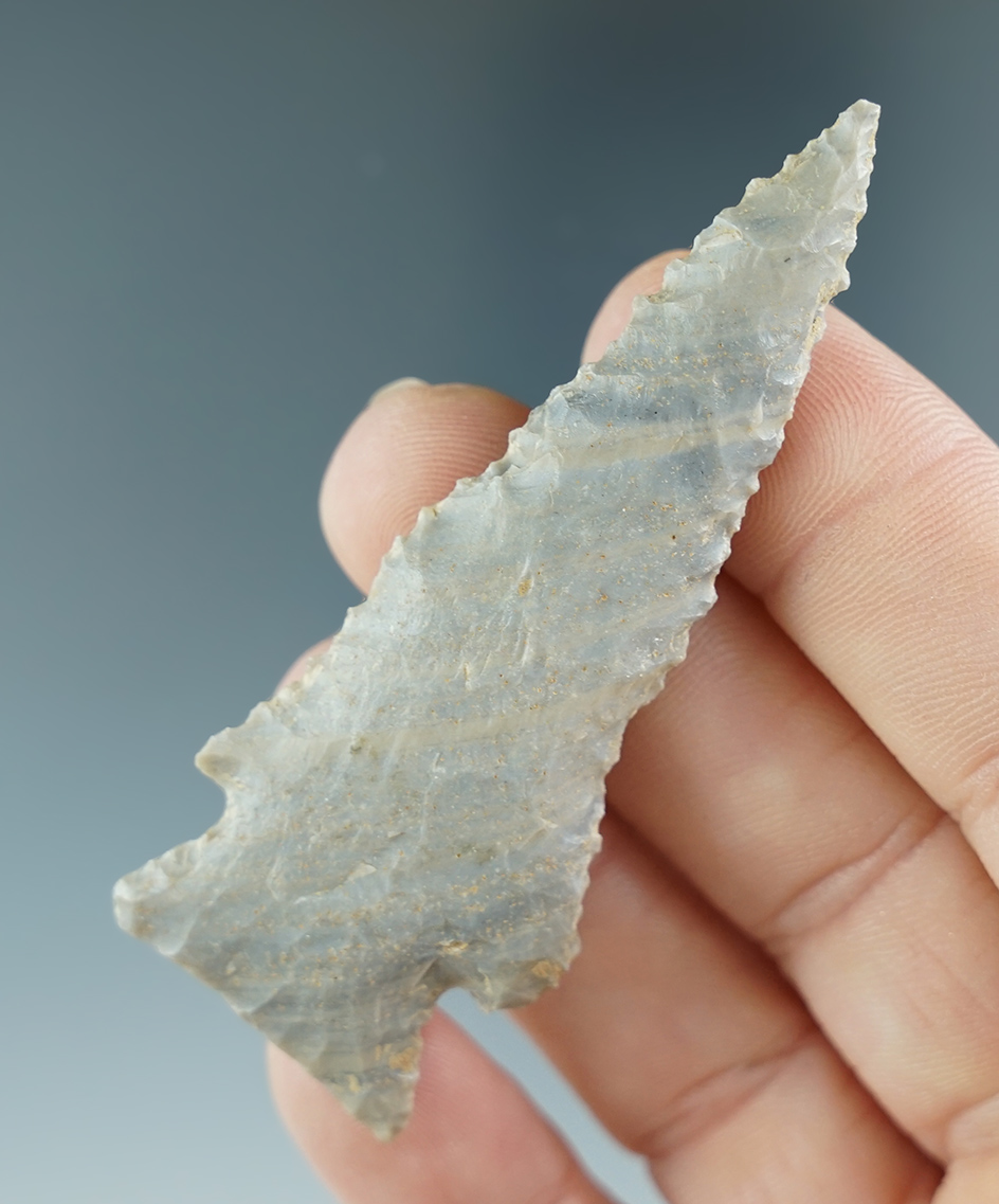 2 11/16" made from nicely banded material found in Kentucky. Ex. Henry English Collection.