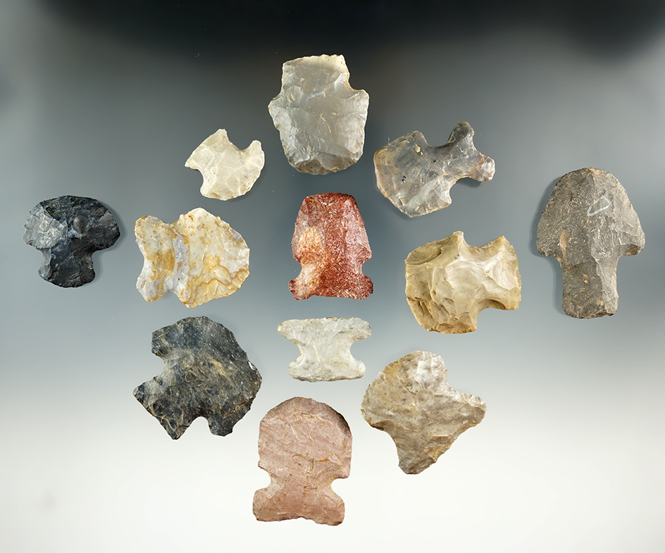 Group of 12 Midwestern blunts, largest is 1 13/16".