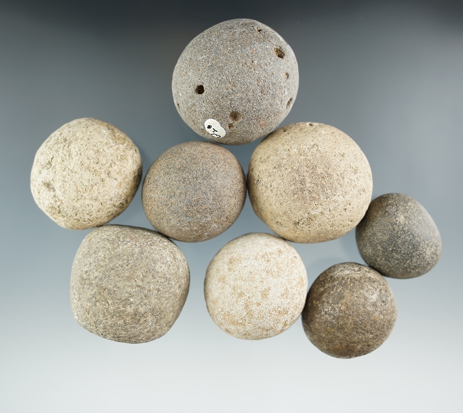 Set of 8 game stones found by Ray Hoffarbor near the Columbia River, Sauvies Island, OR.