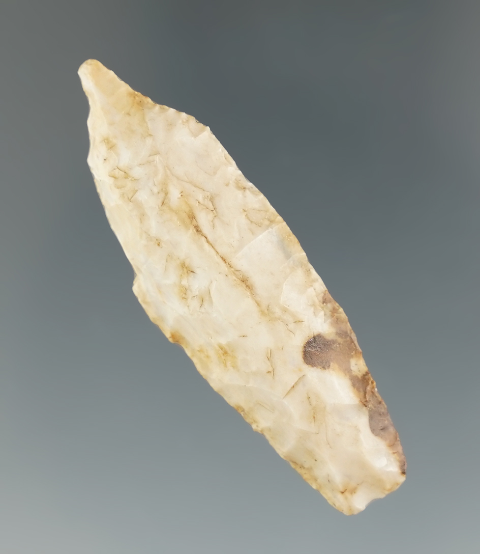 1 15/16" Paleo Spedis drill found near the Columbia River, Oregon. Pictured in Overstreet #12, page