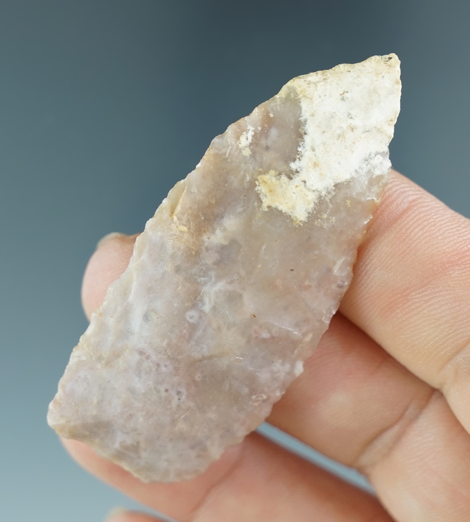 2 1/4" Paleo lanceolate made from Flattop chalcedony found in North Dakota.  Ex. Jim Hogue