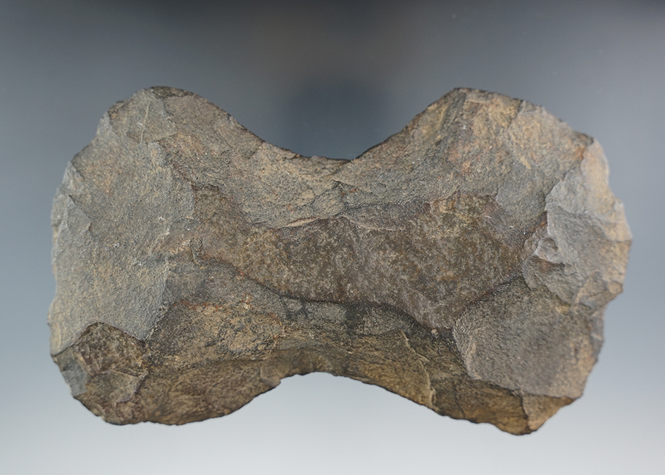 5 7/8" double bit Axe made from basalt found in Oregon.  Ex. Daryll Baker collection.