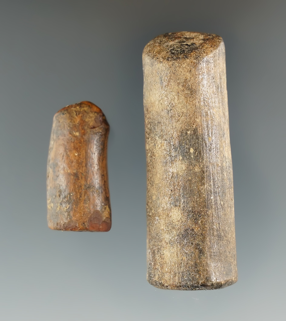 Pair of antler Flint knapping tools found in Tennessee and Ohio. Largest is 2 3/8".