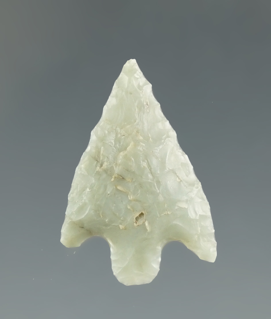 Ex. Museum!  7/8" Gunther point made from green Franciscan chert found in Northern CA