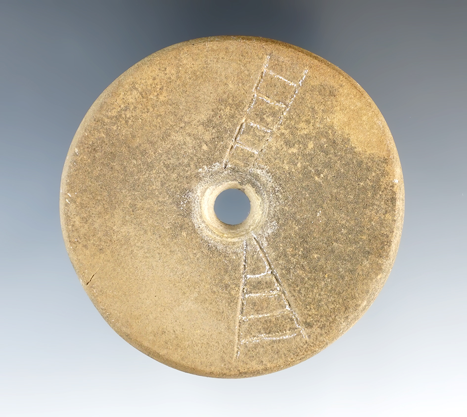 2 1/2" Engraved Sandstone Disc, Mason Co., Kentucky.