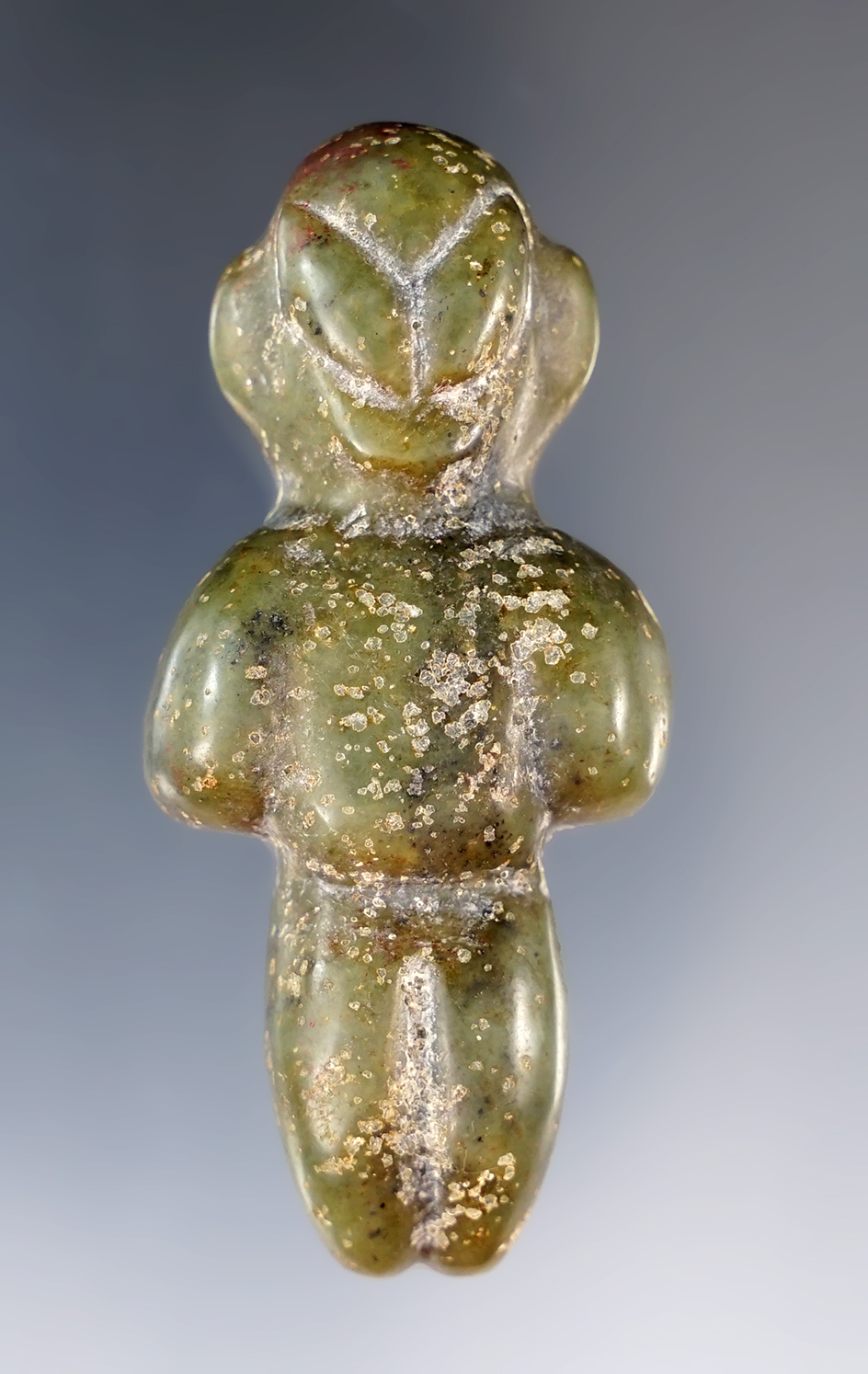 2 1/2" Tall Figural Pendant. Green Jade, Southeast Asia.
